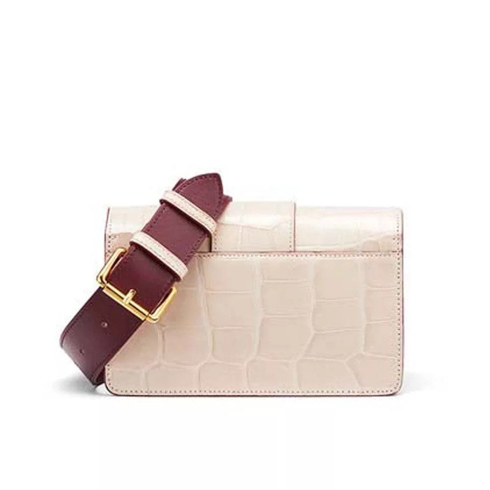 Alligator leather shoulderbag, Creme 'City'