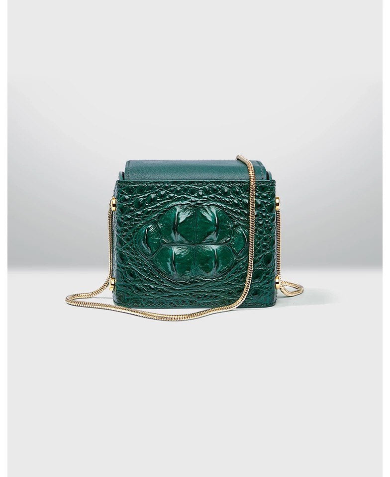 Crocodile leather shoulderbag, Green 'Safari'