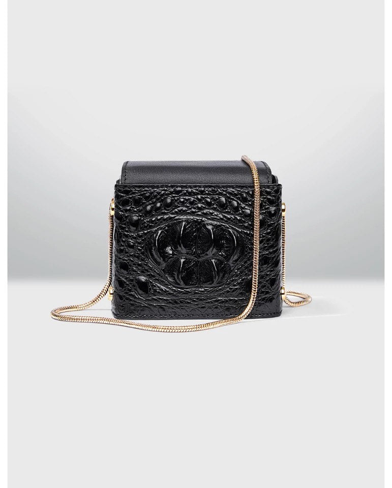 Crocodile leather shoulderbag, Black 'Safari'