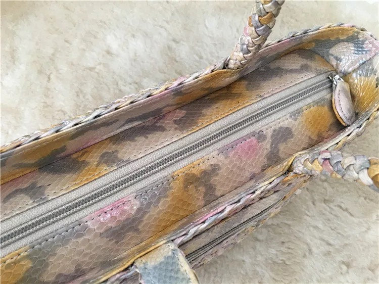 Snake leather beach handbag, 'Palm'