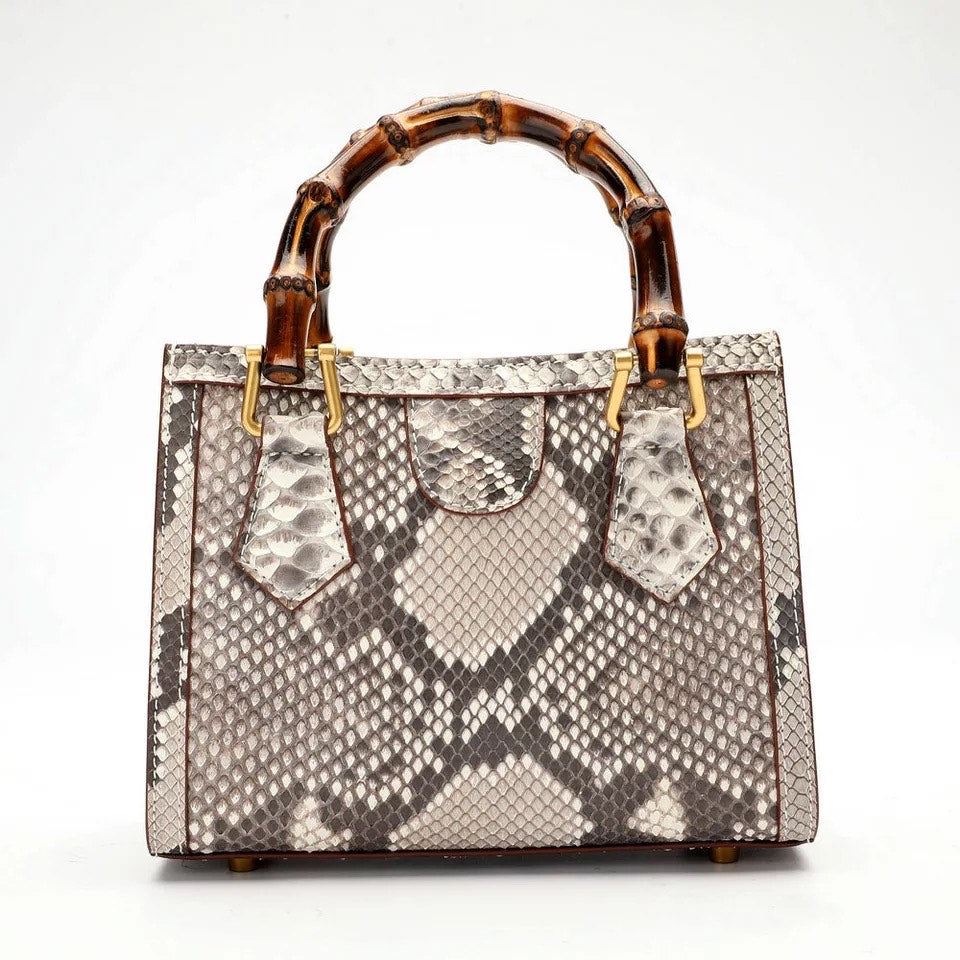 Snake leather Tote, Bamboo creme 'Onix'