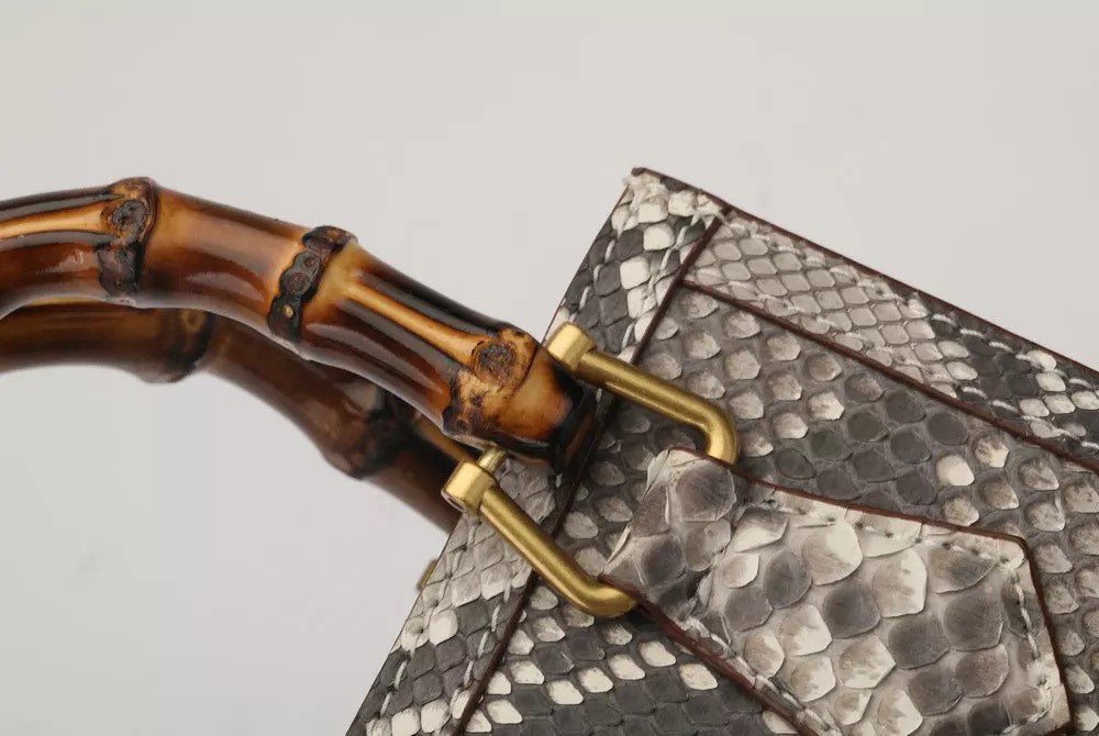 Snake leather Tote, Bamboo creme 'Onix'