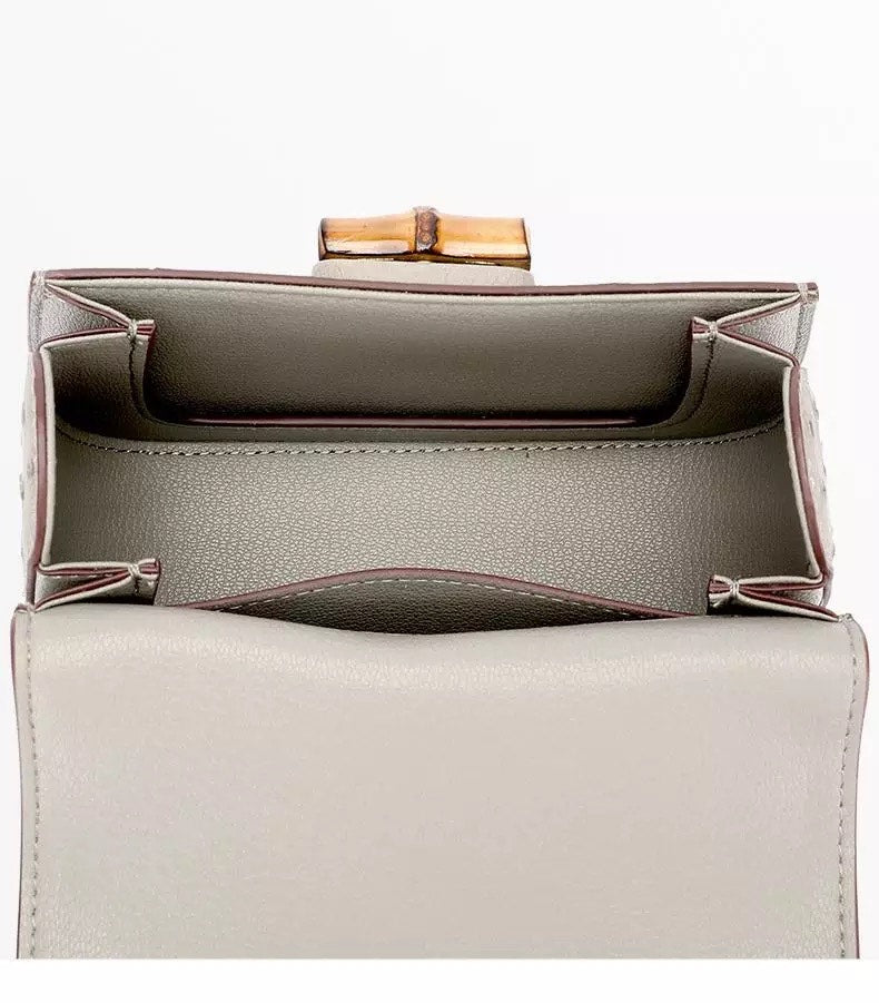 Oistrich leather Handbag, Bamboo white 'Baby'