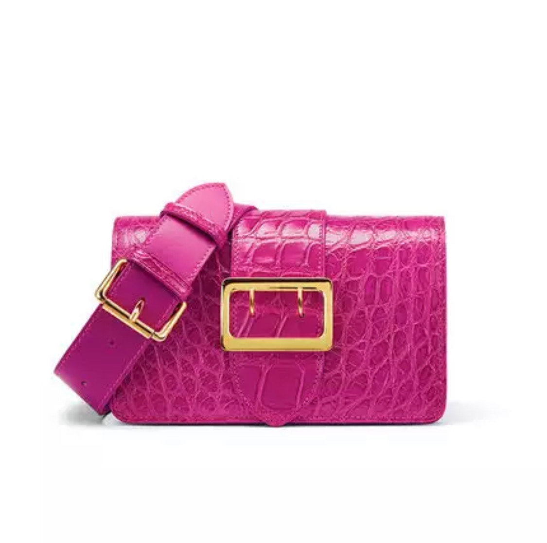 Alligator leather shoulderbag, Pink 'City'