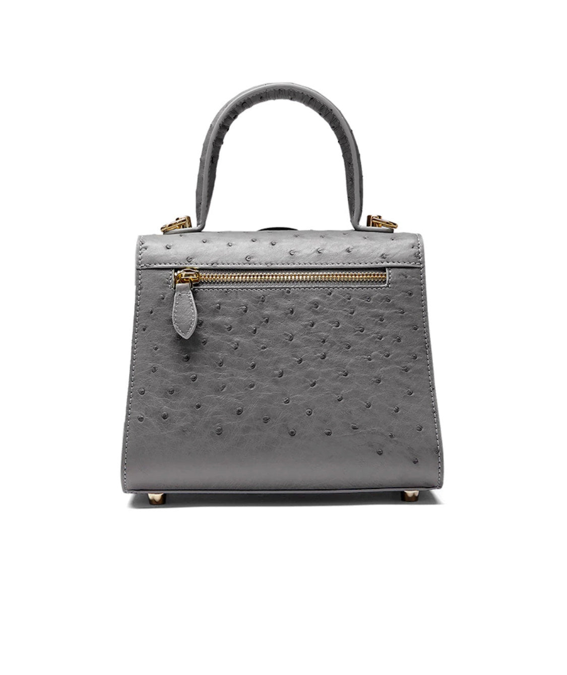 Ostrich leather handbag, Grey 'Miami'