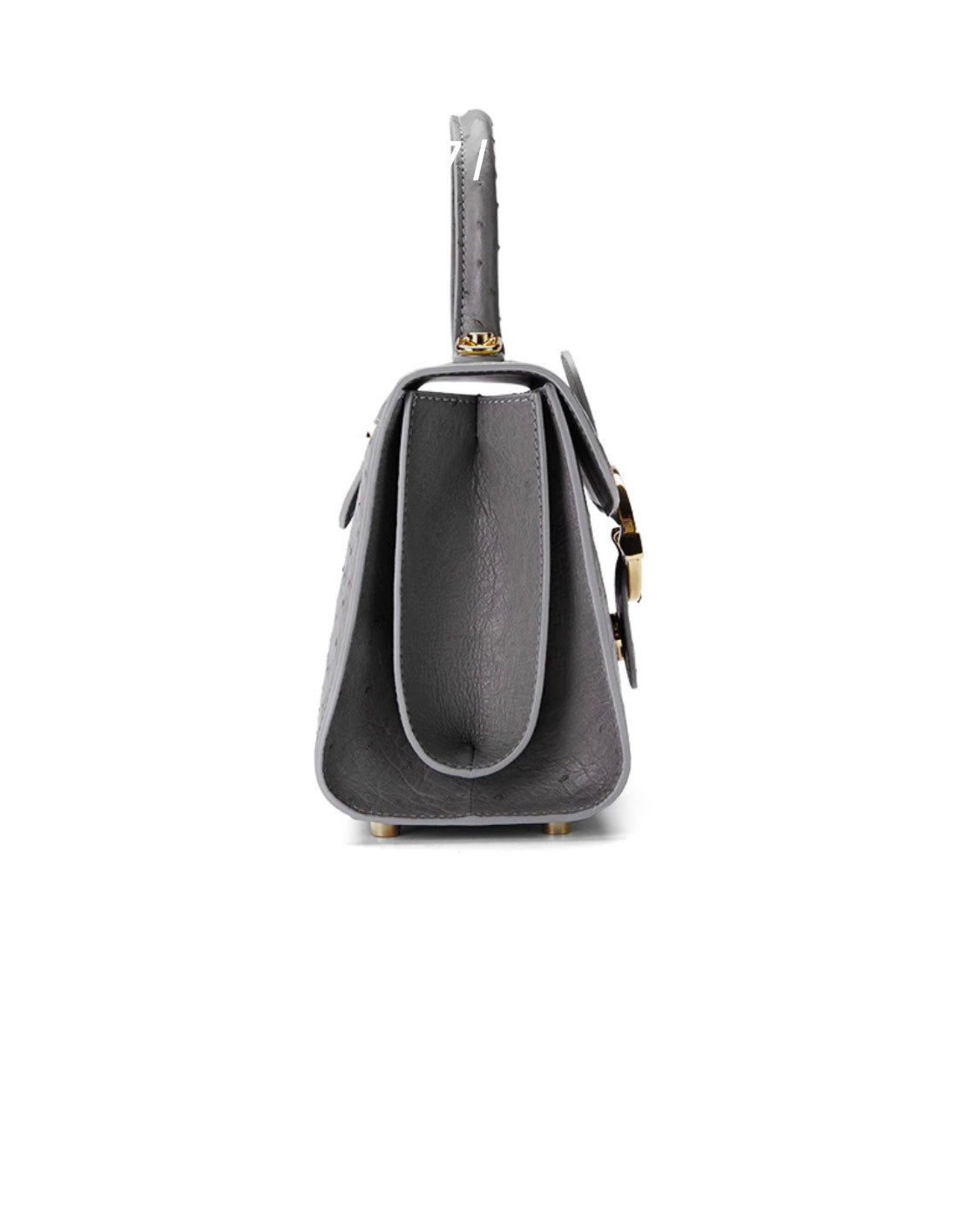 Ostrich leather handbag, Grey 'Miami'