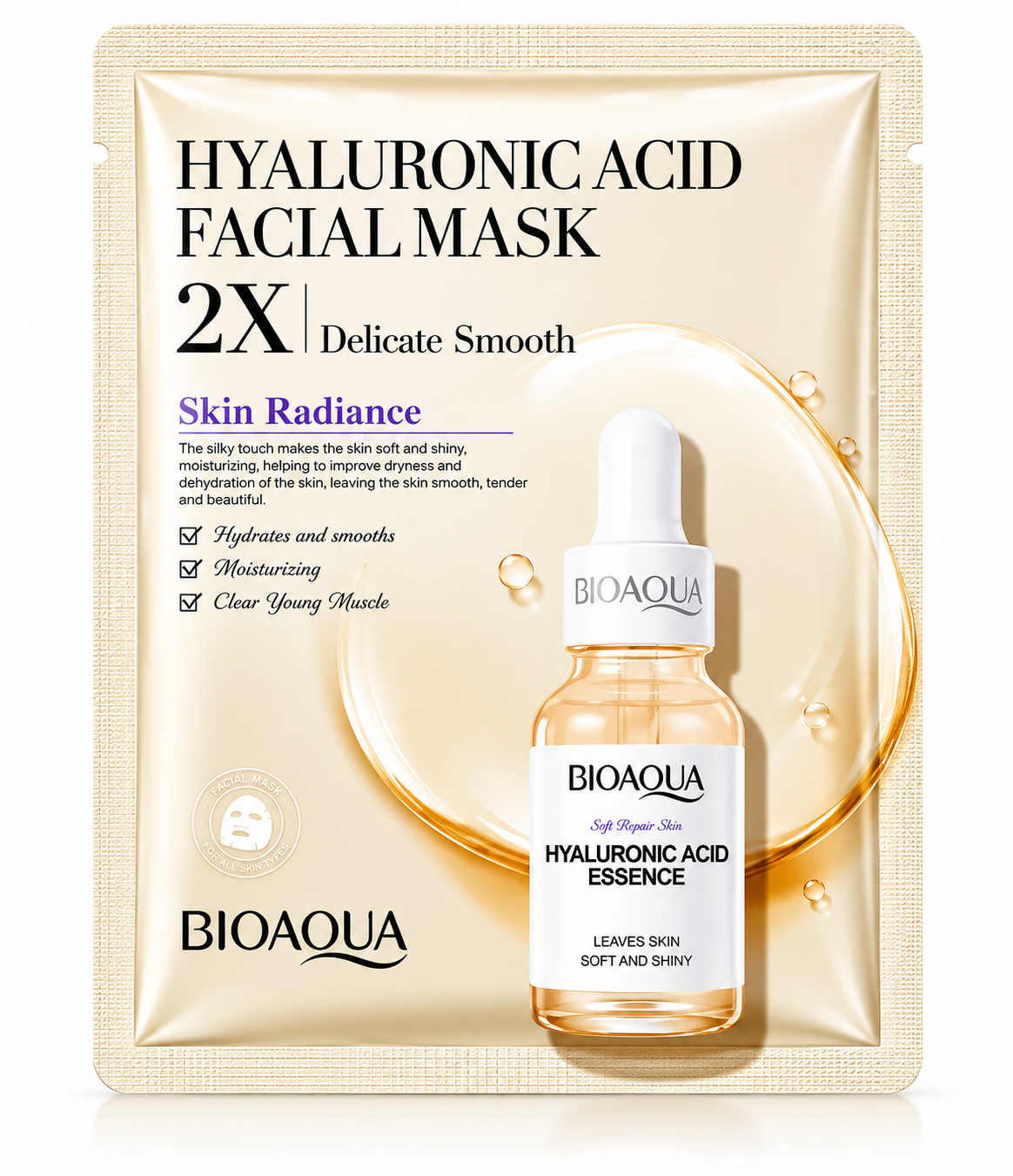 BIOAQUA Hyaluronic Acid Facial Mask – Skin Radiance 5 stuks