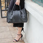 Crocodile leather Tote, Black 'Karen'