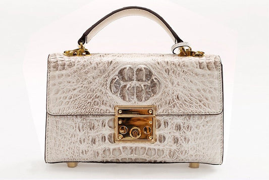 Crocodile leather handbag, White 'True'