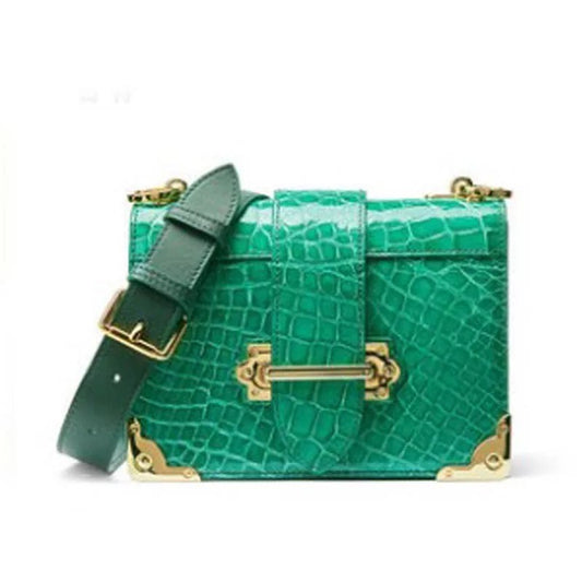 Snake leather shoulderbag, Green 'City'