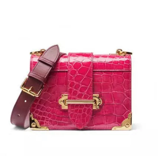 Alligator leather shoulderbag, Pink 'City'