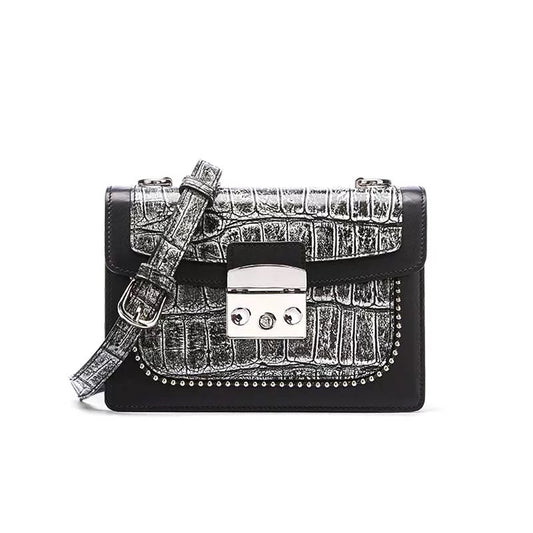 Black Crocodile leather shoulderbag 'Valess'