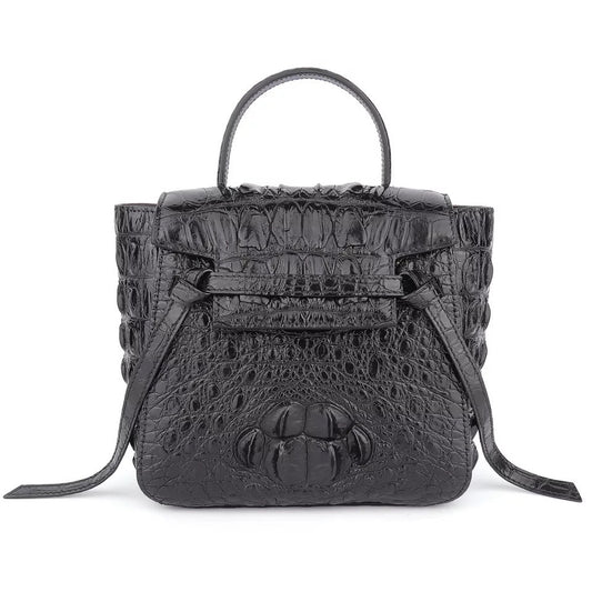 Crocodile leather Tote, Black 'NY'