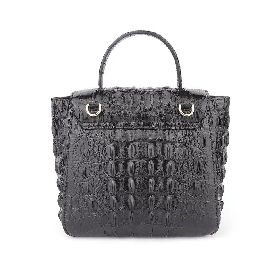 Crocodile leather Tote, Black 'NY'