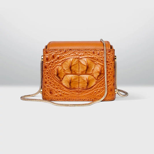 Crocodile leather shoulderbag, Orange 'Safari'