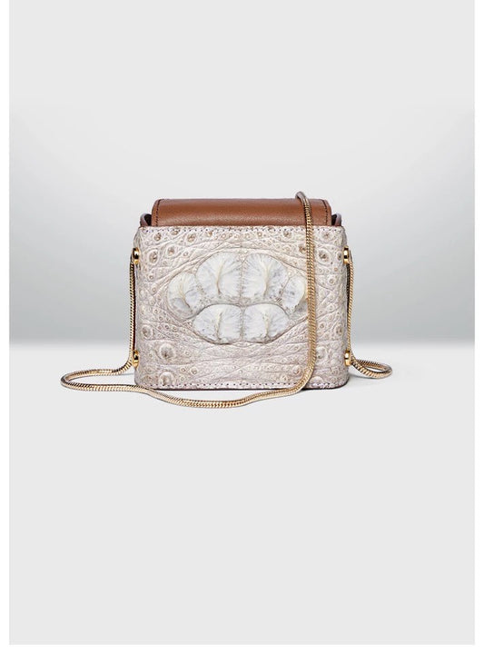 Crocodile leather shoulderbag, White 'Safari'
