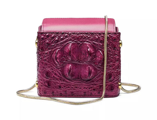 Crocodile leather shoulderbag, Purple 'Safari'