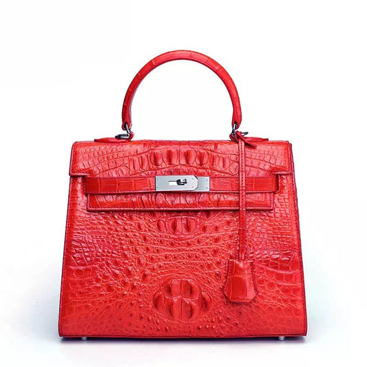 Crocodile leather Tote, Red 'Barca'