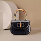 Crocodile leather Handbag, Bamboo black 'Baby'