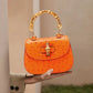 Oistrich leather Handbag, Bamboo Orange 'Baby'