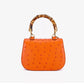 Oistrich leather Handbag, Bamboo Orange 'Baby'