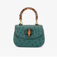 Oistrich leather Handbag, Bamboo green 'Baby'