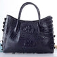 Crocodile leather Tote, Black 'Karen'