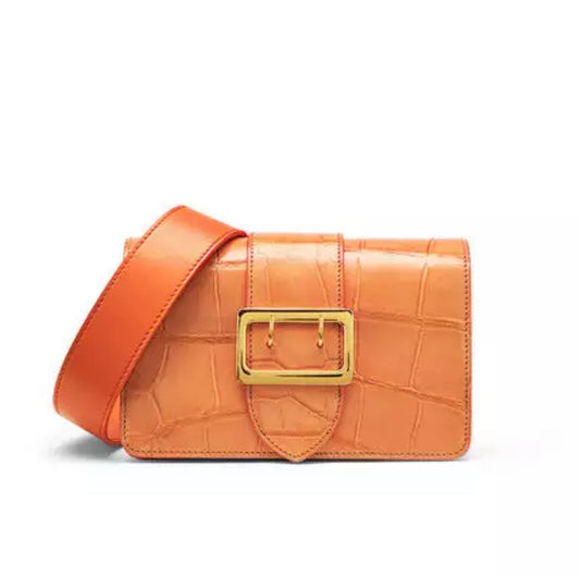 Alligator leather shoulderbag, Orange 'City'